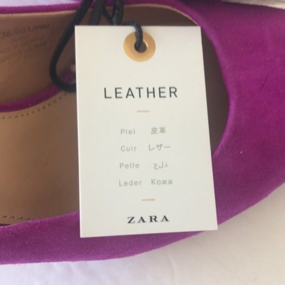 Zara Genuine Leather Suede Purple Heel Shoe Stiletto Sz. 39 - Picture 8 of 11